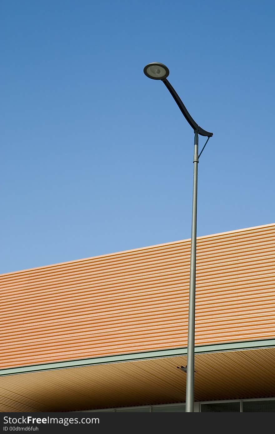 Modern building and lamppost  in Barcelona, Catalonia, Spain