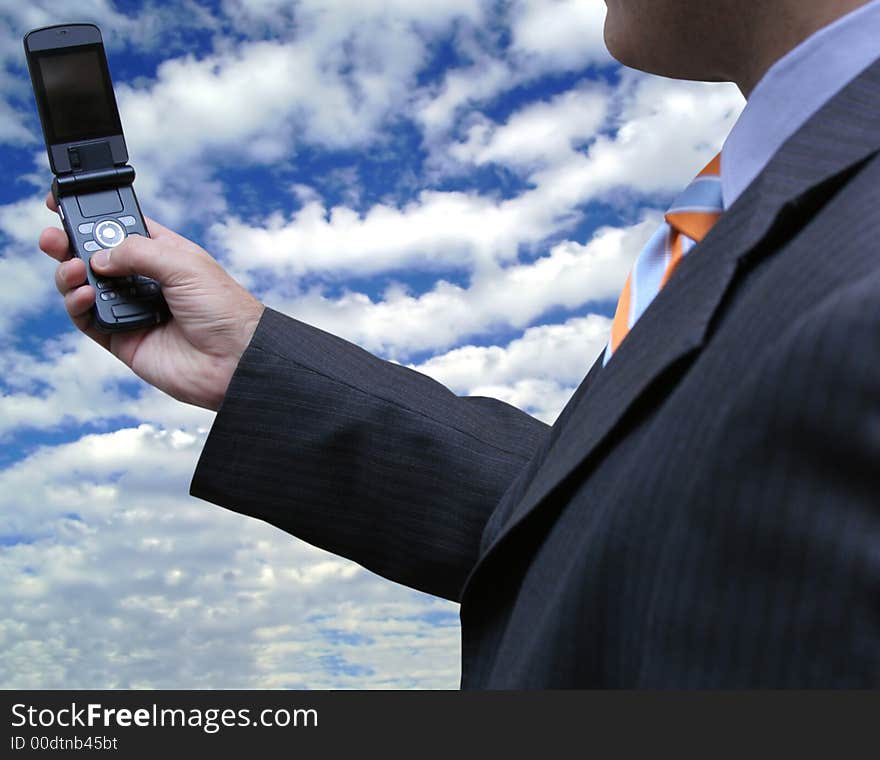 Salesman dealing on his cellphone