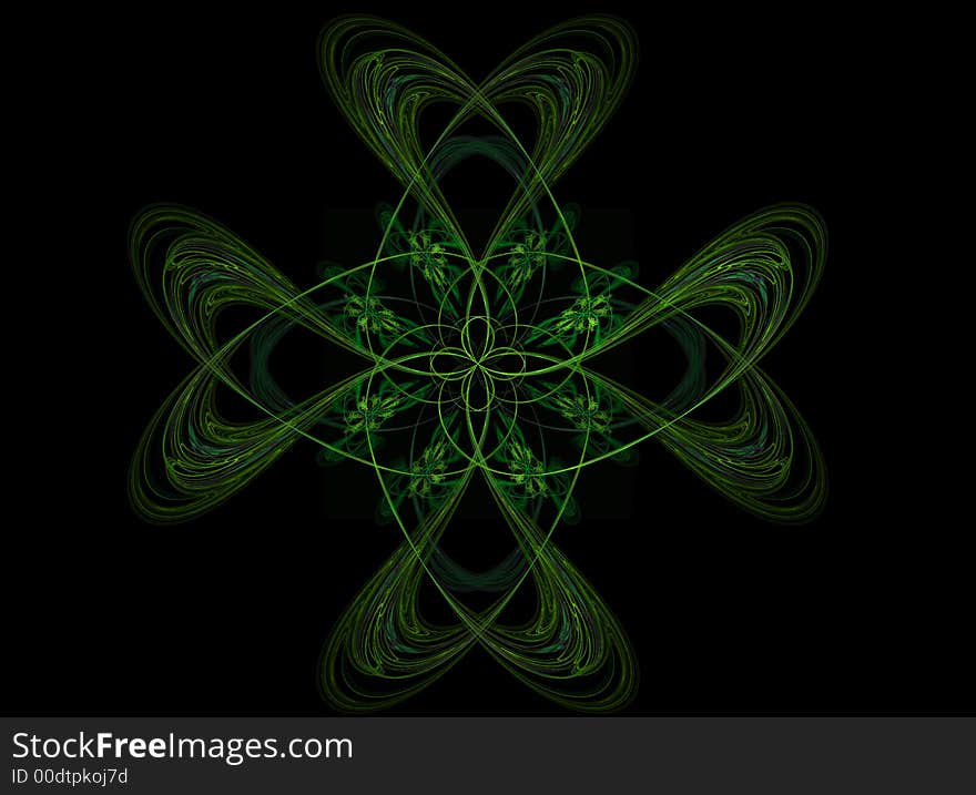 Abstract green symmetric design with black background. Abstract green symmetric design with black background