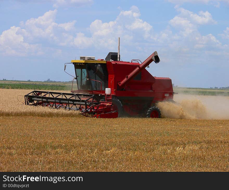 Harvester at work