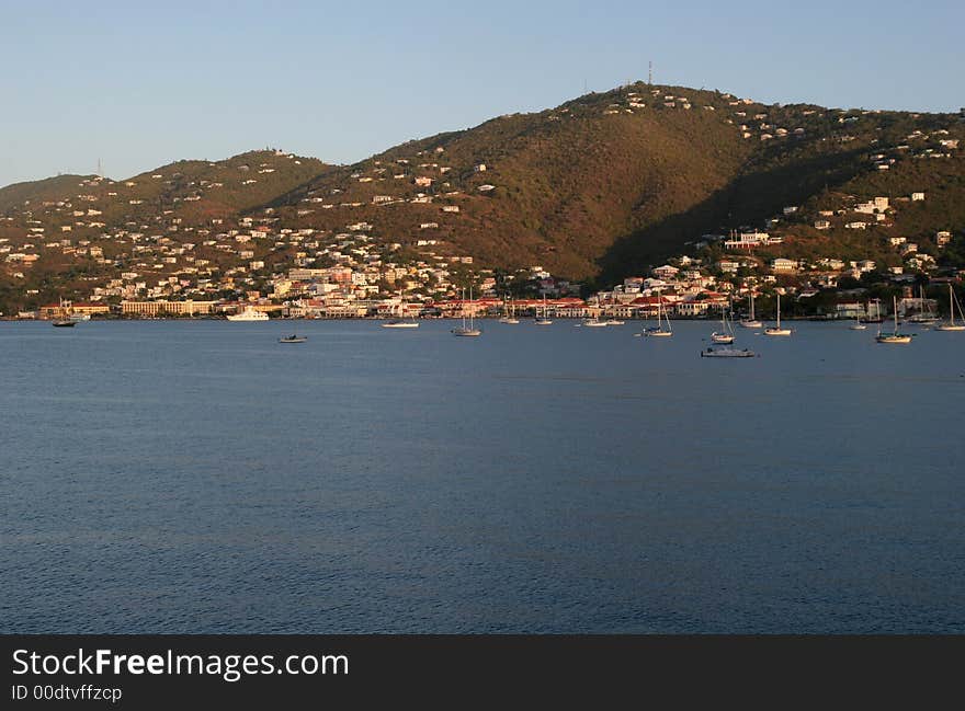 A Tropical island bay just after sunrise. A Tropical island bay just after sunrise