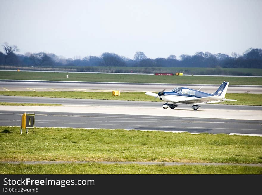 A light aircraft about to take off. A light aircraft about to take off