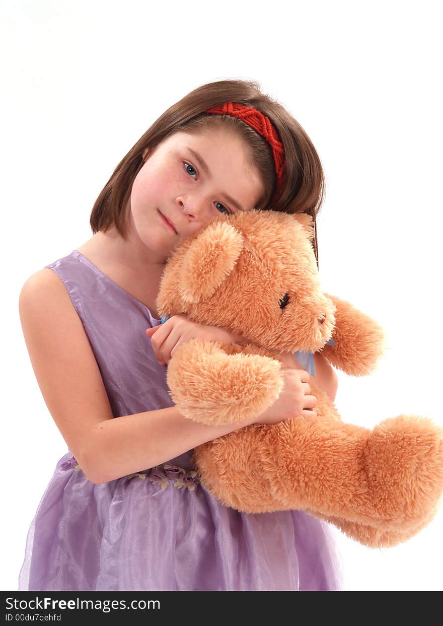 Adorable Girl With Bear