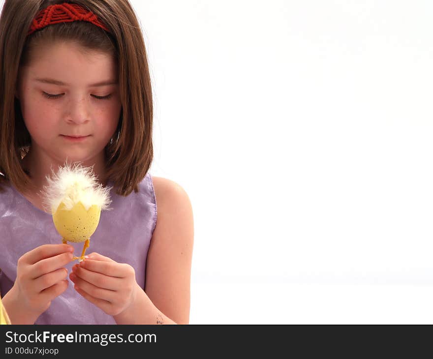 Brunette Girl With Easter Toy