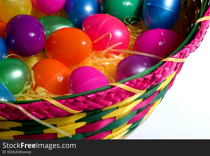 Colored Easter Eggs With Baske