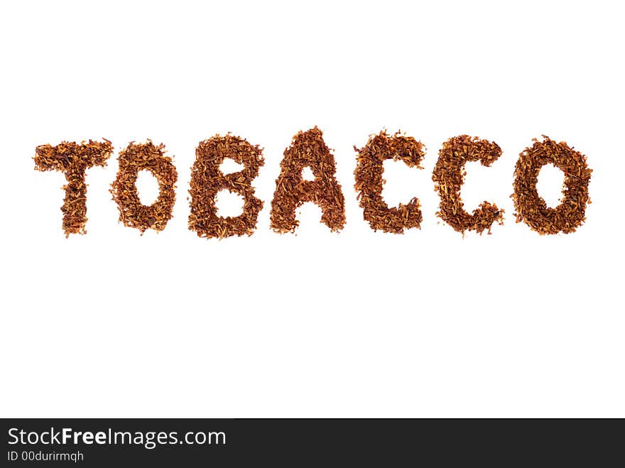 Label created with tobacco and signs the same isolated over white background. Label created with tobacco and signs the same isolated over white background