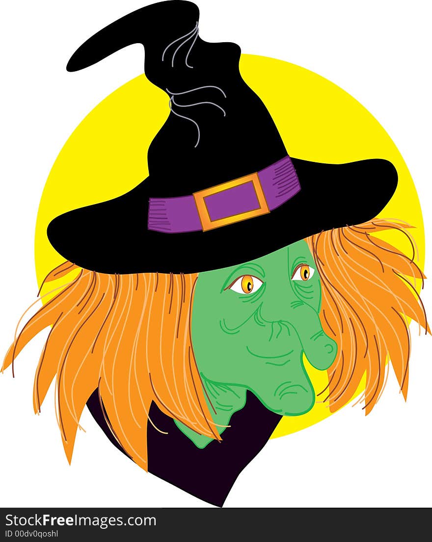 Portariat of a green faced witch