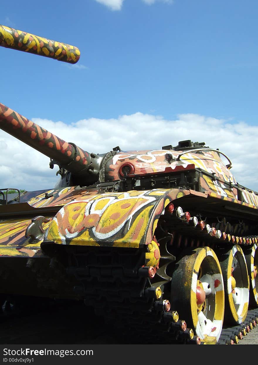 Cool flower-painted bright tank. Cool flower-painted bright tank