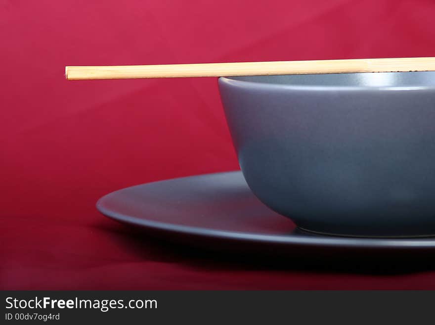 Digital photo of a bowl a pate and chopsticks. Digital photo of a bowl a pate and chopsticks.