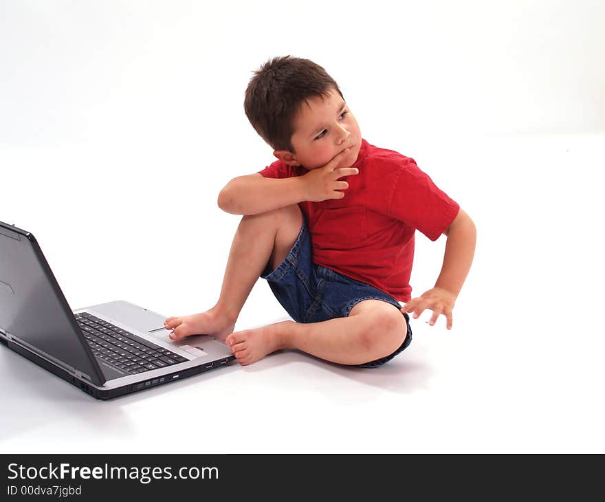 Little Boy And Laptop