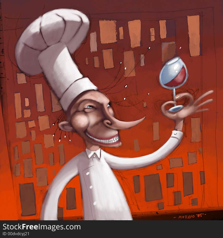 Digital illustration of a cooking man in Painter. Digital illustration of a cooking man in Painter