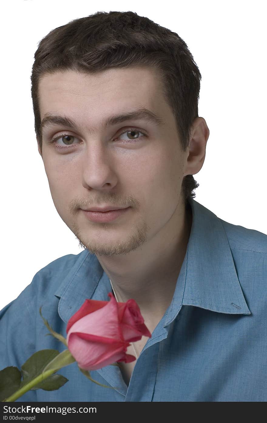 Young man holding a rose