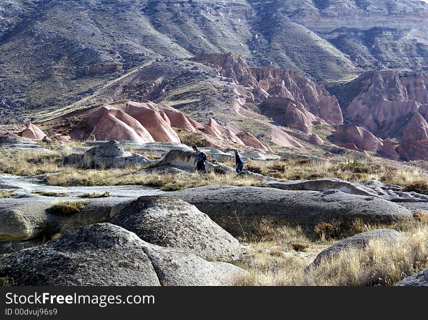 Mountain area near village Gereme in Cappadocia, Turkey. Mountain area near village Gereme in Cappadocia, Turkey