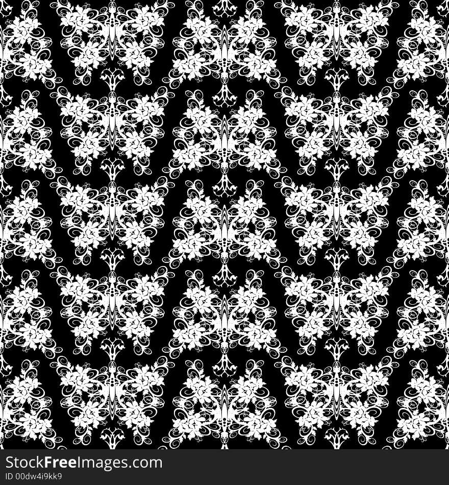 Vector flower ornament on wallpaper. Vector flower ornament on wallpaper