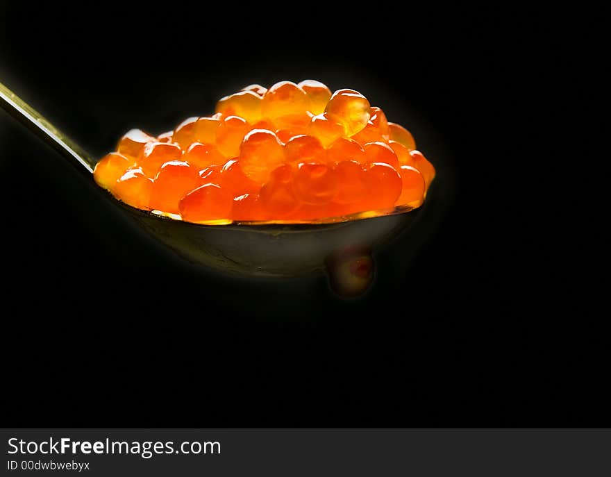 Close-up of caviar spoon isolated. Close-up of caviar spoon isolated