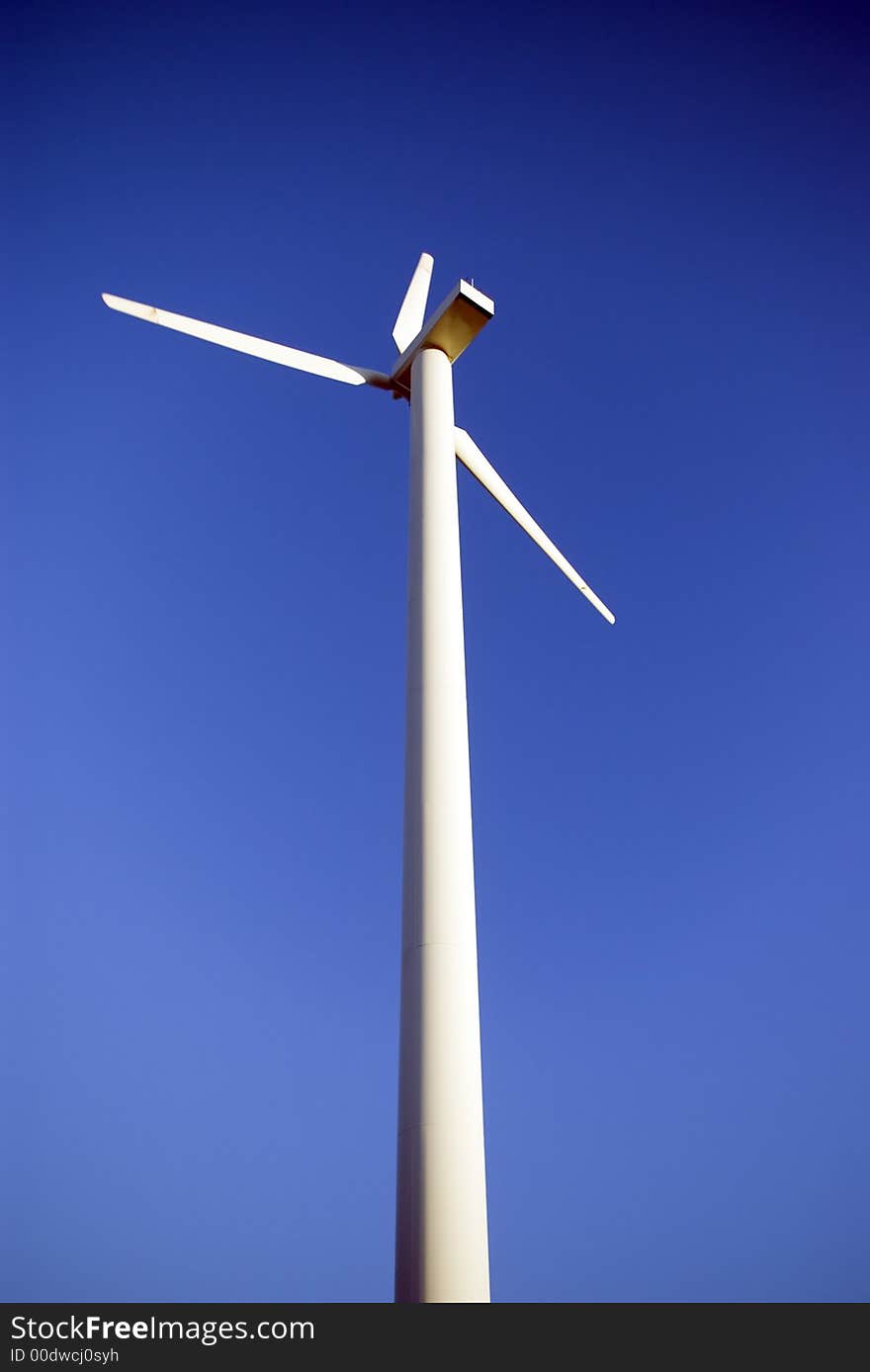 Wind turbine on blue.