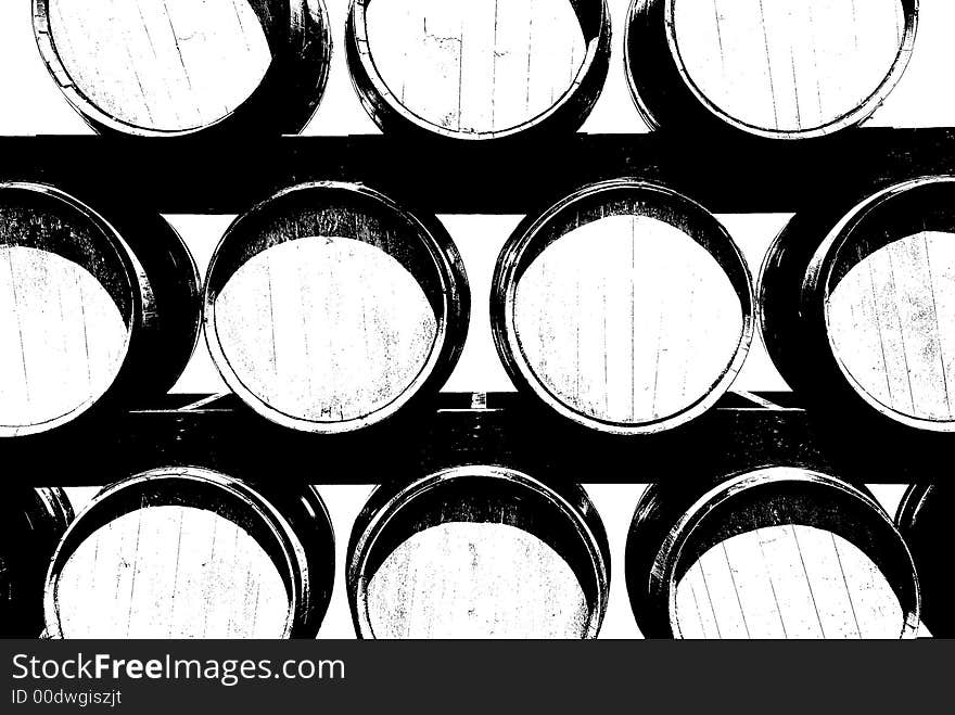 Barrels designed to look like a graphic illustration