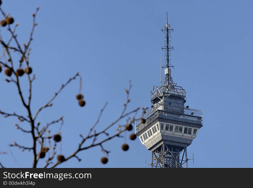 A tower in berlin, called transmission tower. A tower in berlin, called transmission tower