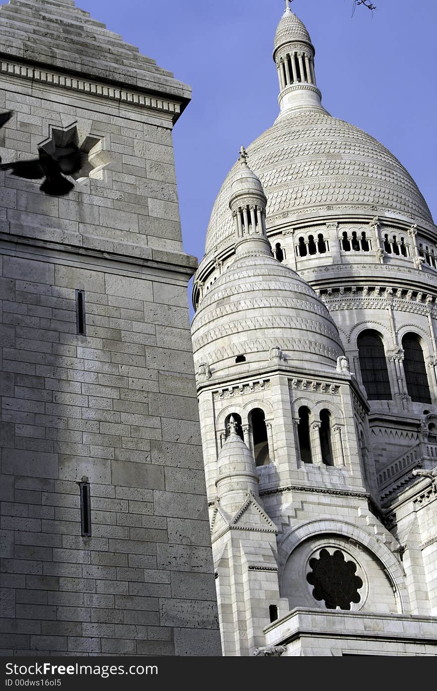 Parisian church located in the area of Montmartre and the Sacred Heart church. Parisian church located in the area of Montmartre and the Sacred Heart church