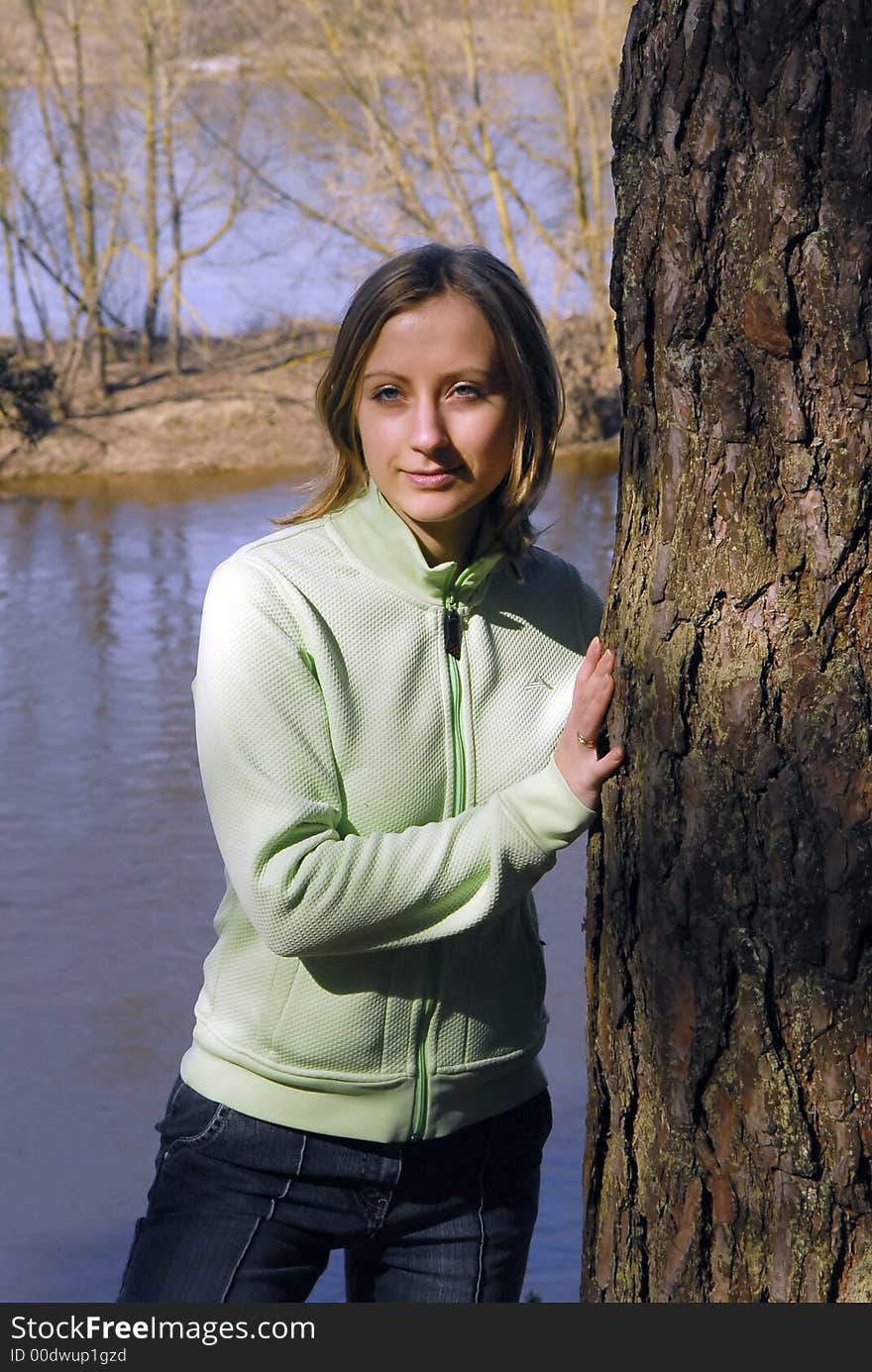 Young woman in forest