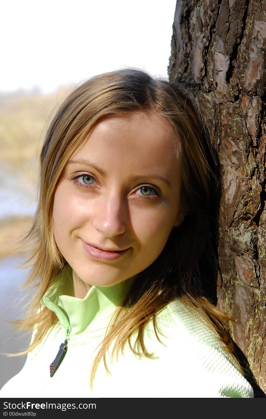 Young woman in forest