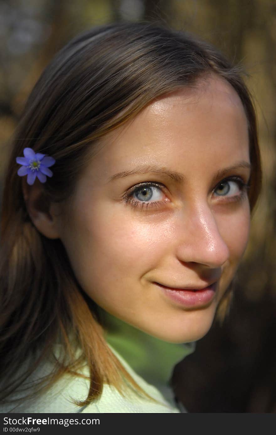 Young woman in forest