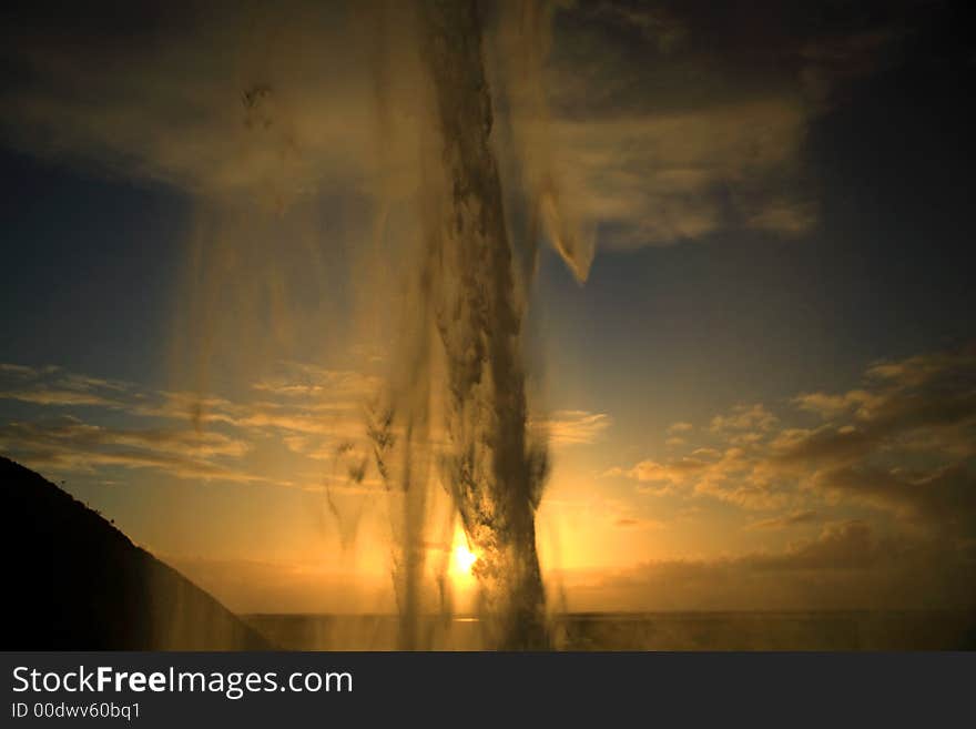 Sunset through Seljalandsfoss