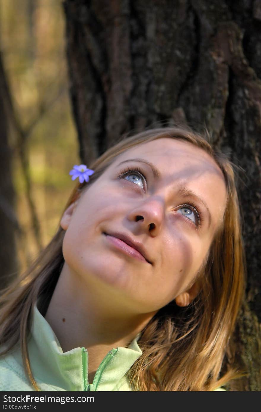 Young Woman In Forest