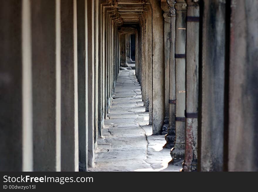 Pathway inside Angkor Wat, Cambodia. Pathway inside Angkor Wat, Cambodia