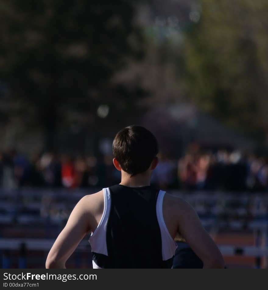 Athlete waiting for hurtles