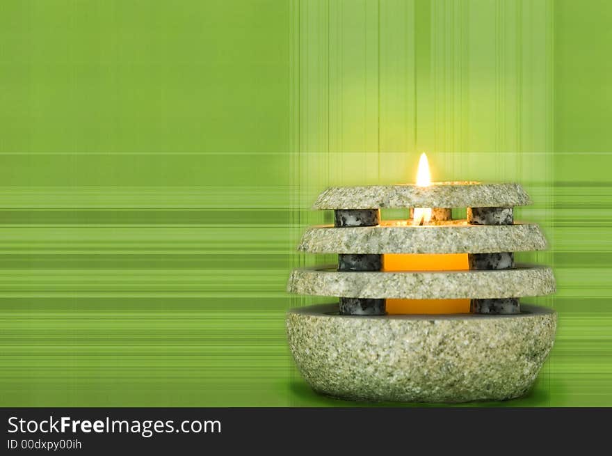 Stone Candle on Green