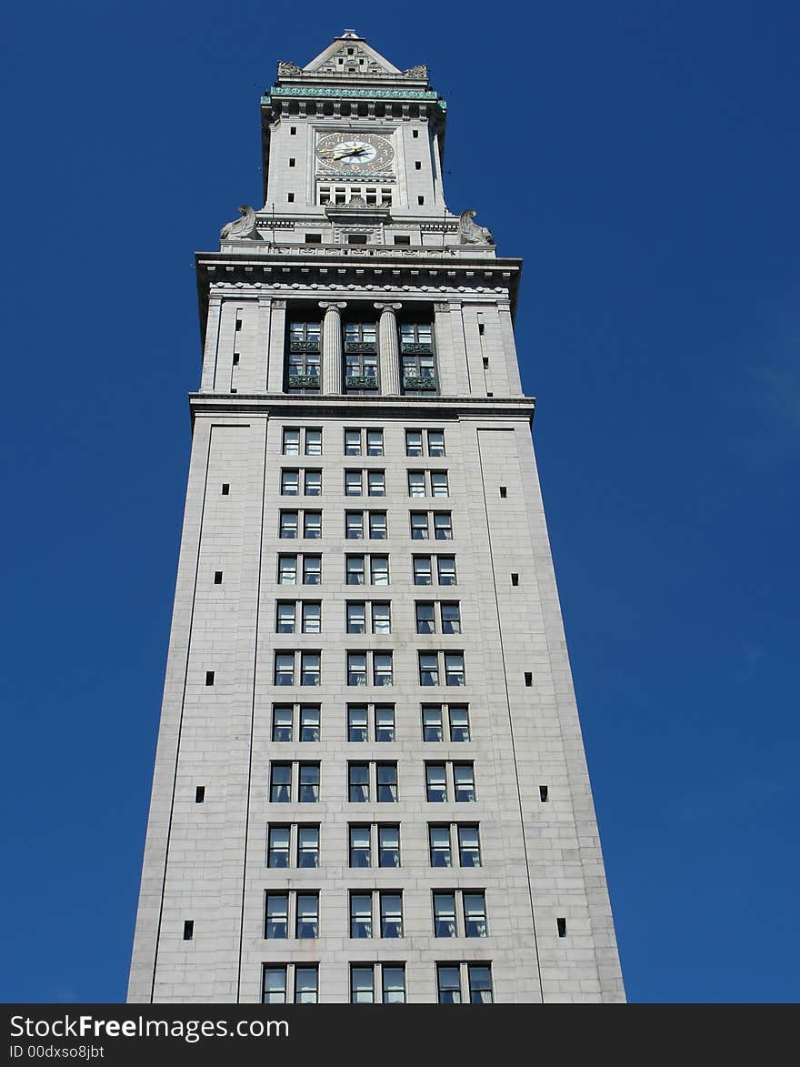 The custom house on a clear spring day in Boston Massachusetts.