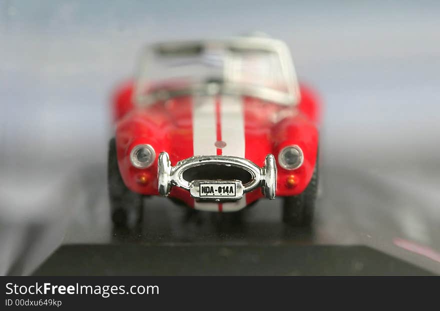 Close up shot of miniature sports car