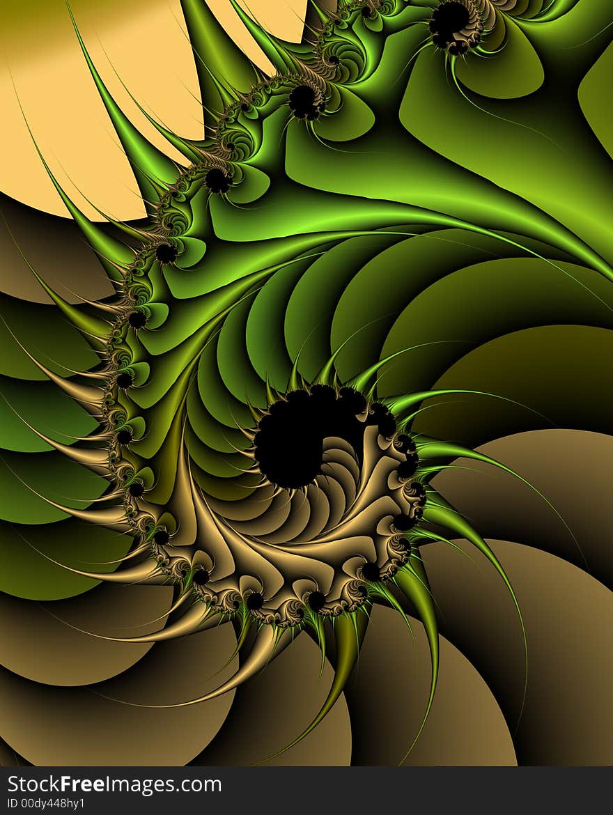 Abstract fractal image resembling rotating thorns