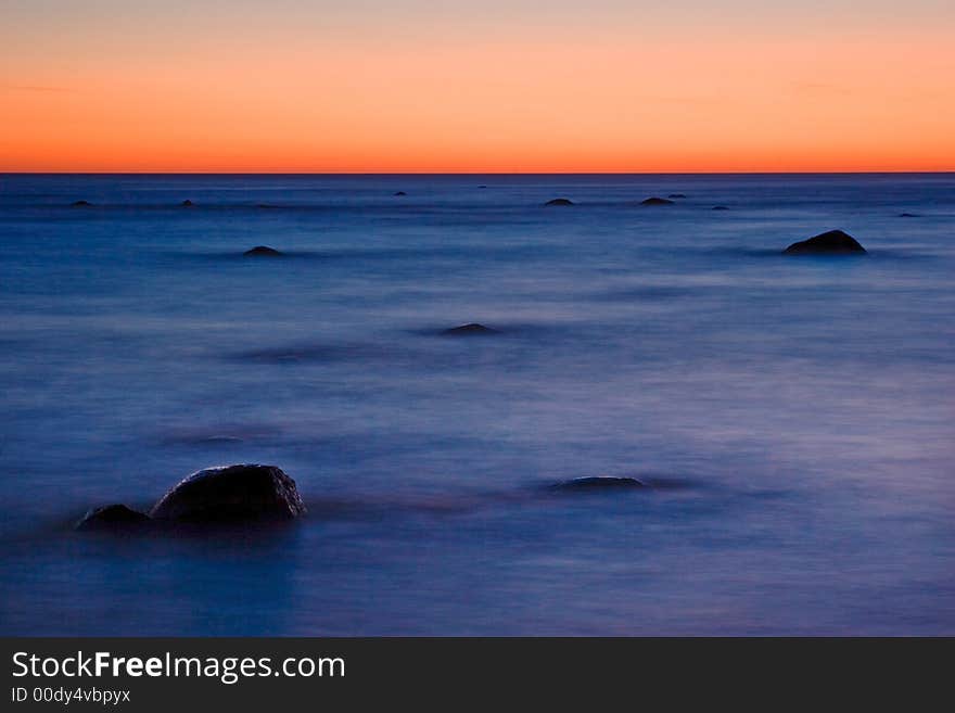 Long exposure of sea waves