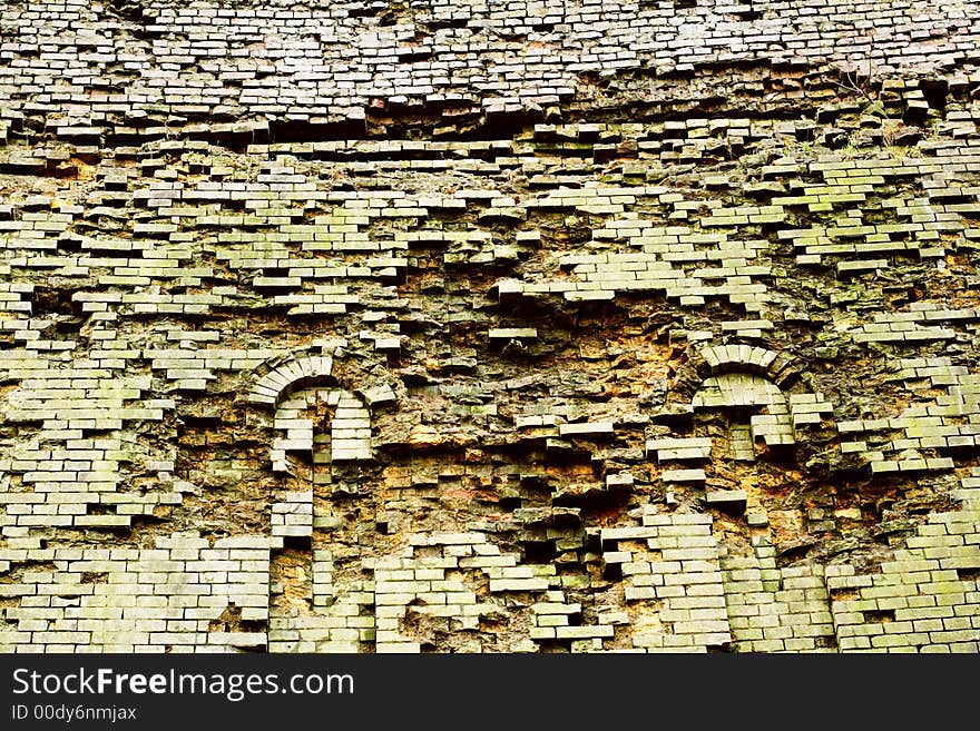 Very old brick wall. Texture.