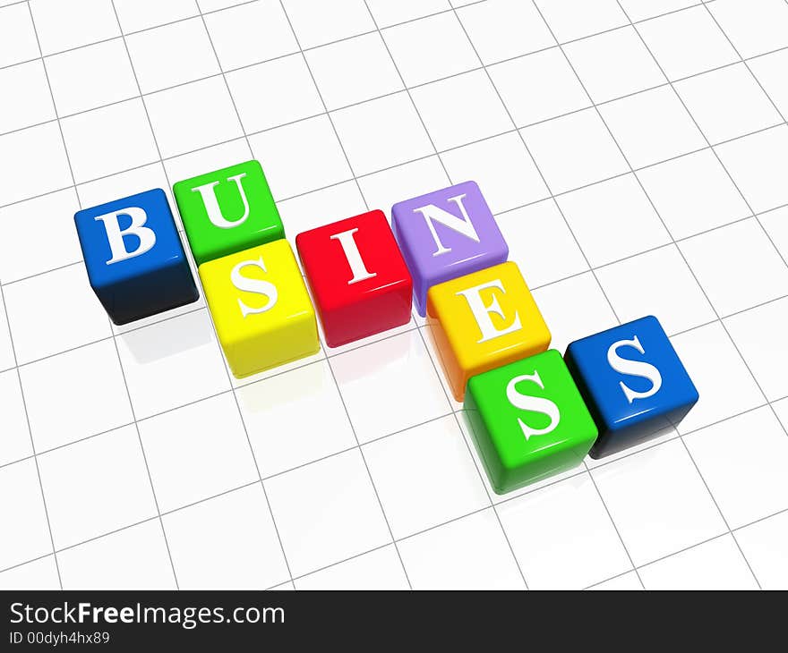 3d color boxes with text - business. 3d color boxes with text - business