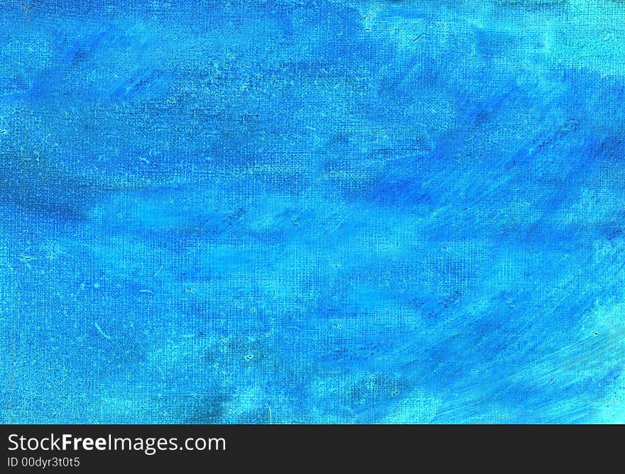 Blue abstract painted canvas background