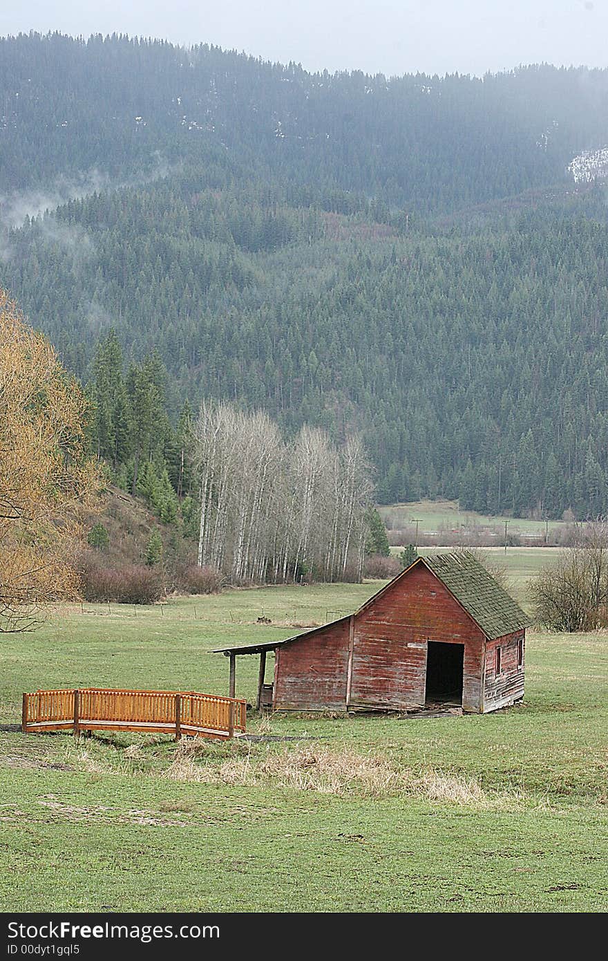 Image of a barn and trees on the farm. Image of a barn and trees on the farm.