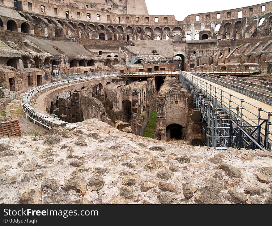 The inside view of colosseum in Rome