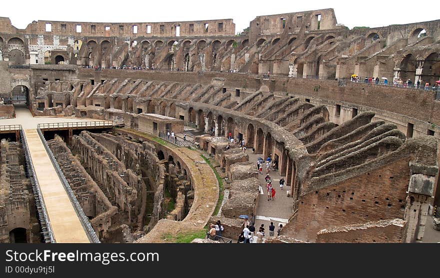 The inside view of colosseum in Rome