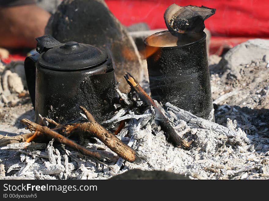 Tea prepared on a fire