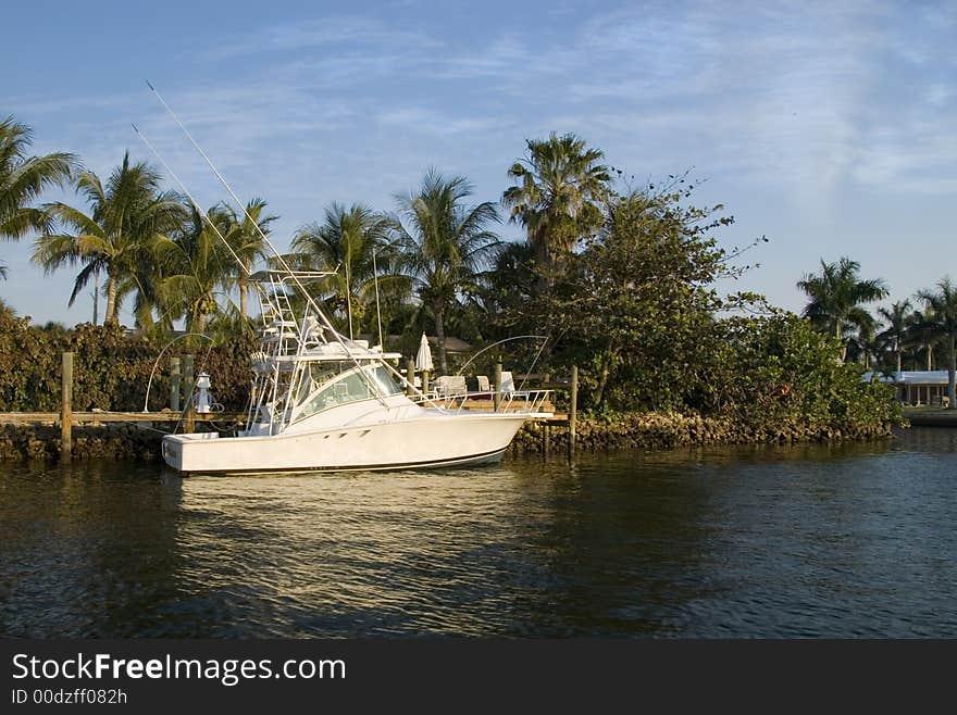 Docked pleasure boat