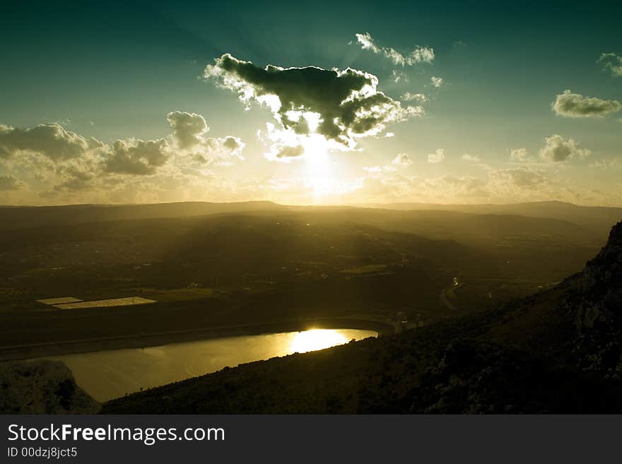 A Suggestive sunset in the sicilian hinterland. A Suggestive sunset in the sicilian hinterland