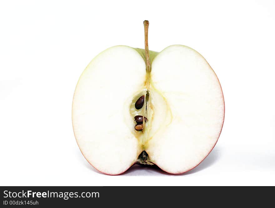 Half apple on the white background. Half apple on the white background