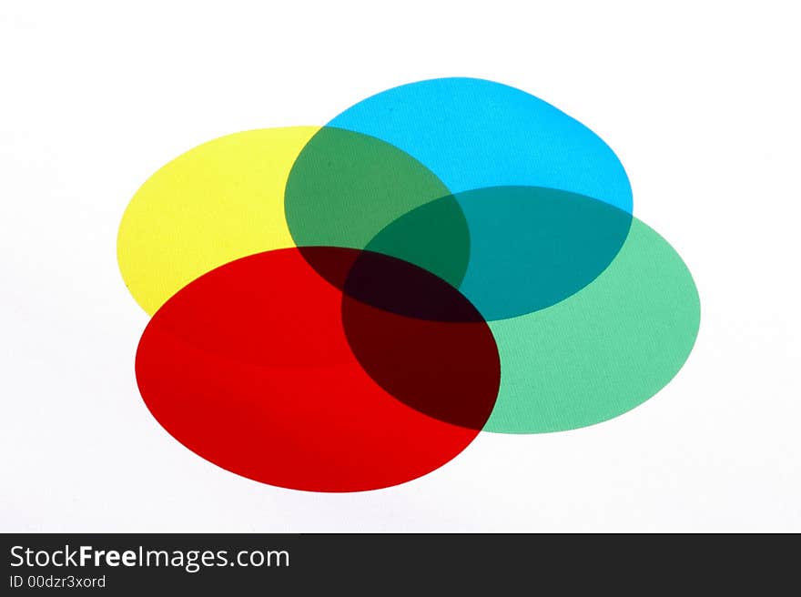 Abstract color circle with red, green, cyan and yellow circles on white background