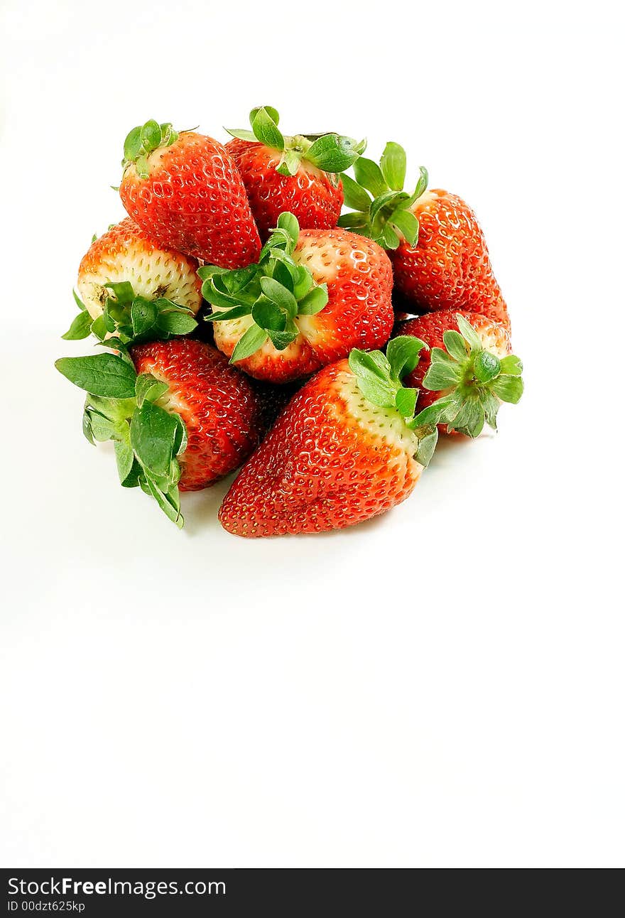 Beautiful red and tasty strawberries on white