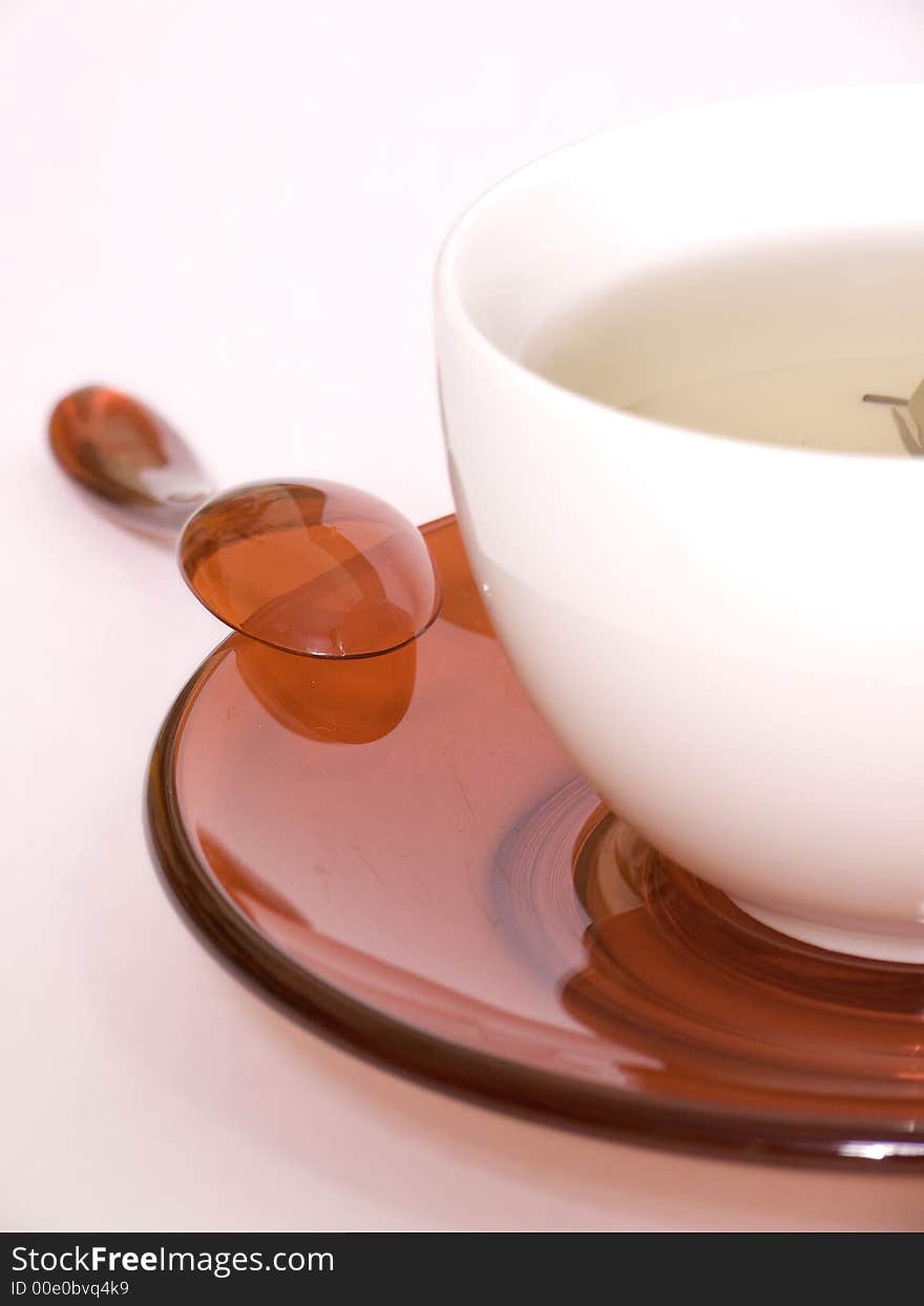 Coffee and tea in cups with a heart motif. Coffee and tea in cups with a heart motif.