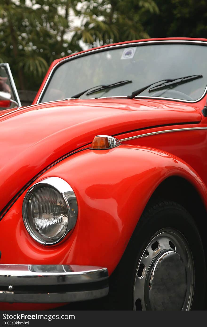 Exterior of a red old beetle. Exterior of a red old beetle