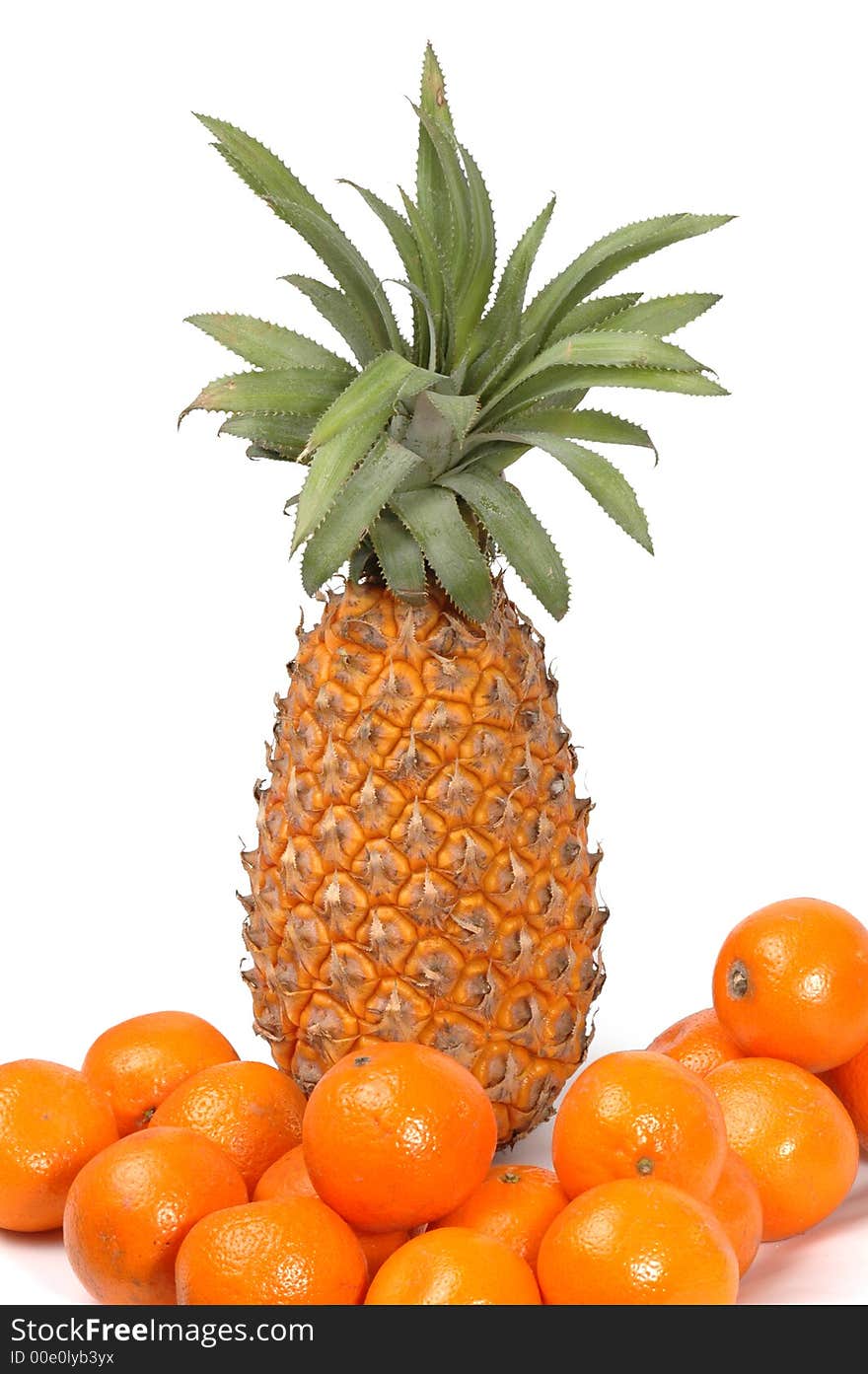 Ripe pineapple on white background